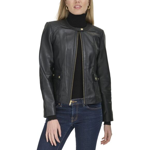 Cole Haan Womens  Lambskin Jacket, Black - Picture 1 of 4
